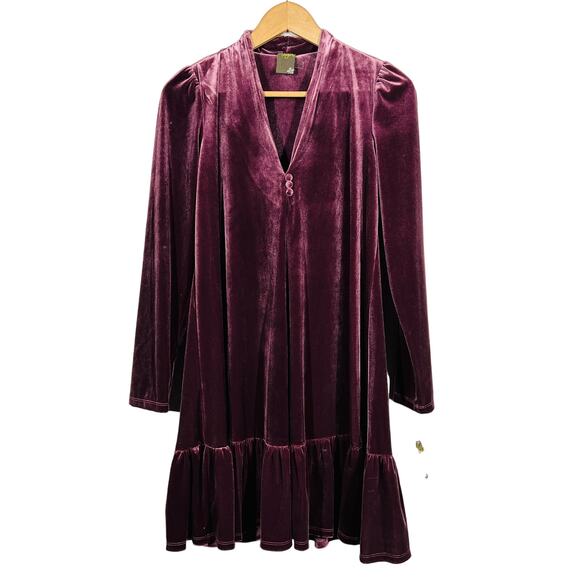 NEW! Taylor Velvet V Neck Trapeze Dress Pink Purple Long Sleeve - 6 - Picture 1 of 6